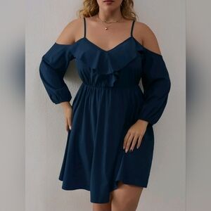 3/$5 SHEIN Navy Blue Off-Shoulder Dress